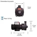 Motobomba Centrífuga Monoestágio B-12 IP-55 1/3 CV Monofásico Bivolt 127/220V THEBE EBARA-125.01.964014 - Imagem 7